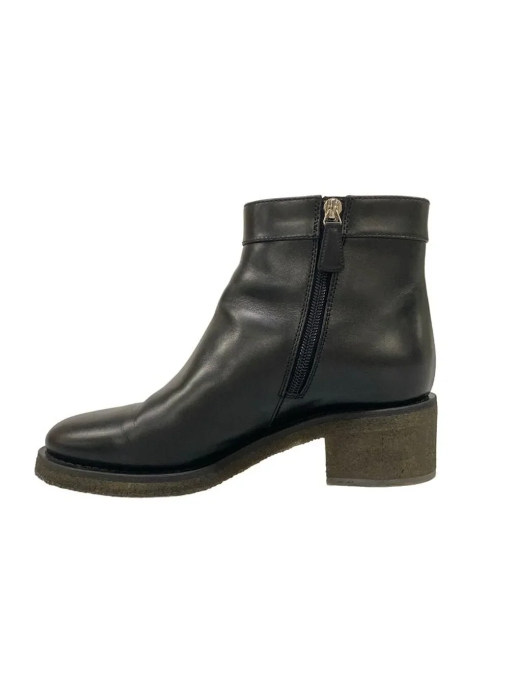 Chanel Short Boots Black Silver CC Logo Turnlock Leather